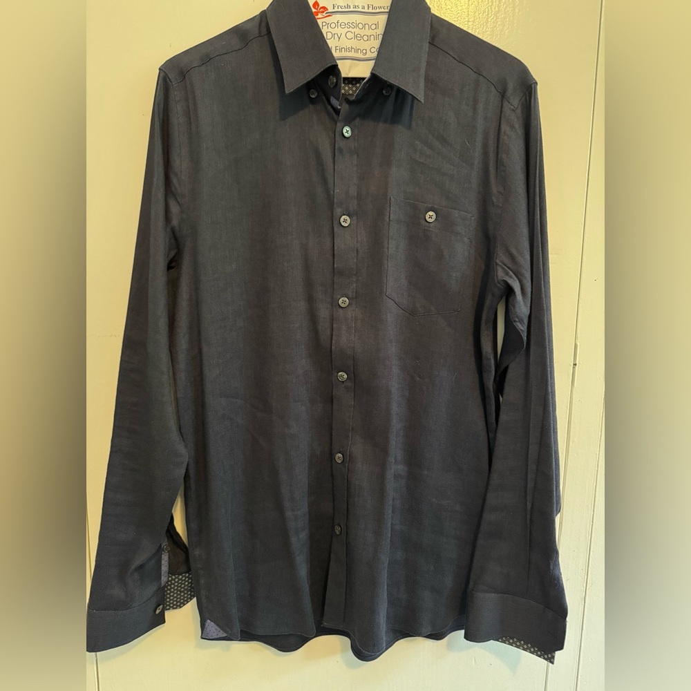 Ted Baker navy blue linen button down